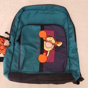 Vintage Disney Winnie The Pooh Tigger Backpack Embroidered  w/Tigger Keychain